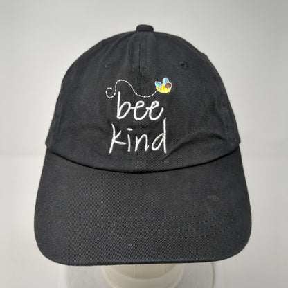 Bee Kind Strapback Hat Black One Size Embroidered 6 Panel Outdoor