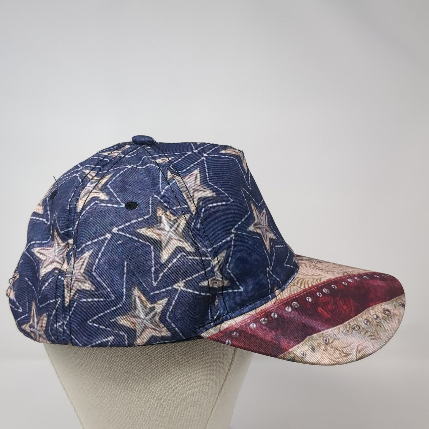 American Flag Snapback Hat Multicolor One Size Adjustable Patriotic Rhinestone