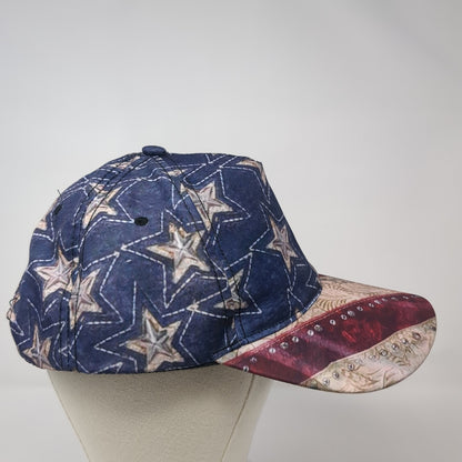 American Flag Snapback Hat Multicolor One Size Adjustable Patriotic Rhinestone