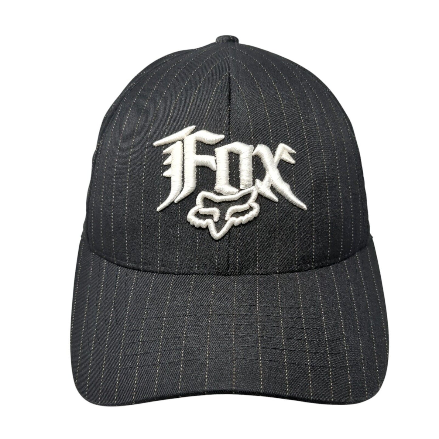 Fox Fitted Hat Black S/M Lightweight Embroidered Vented Holes 6 Panel Flexfit