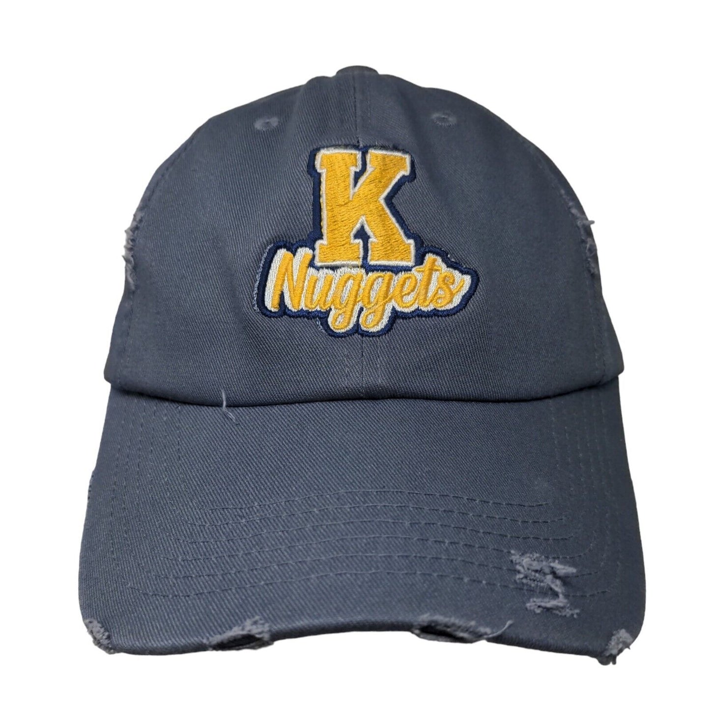 District Men's Slideback Hat Blue Embroidered K Nuggets Logo Distressed Cotton