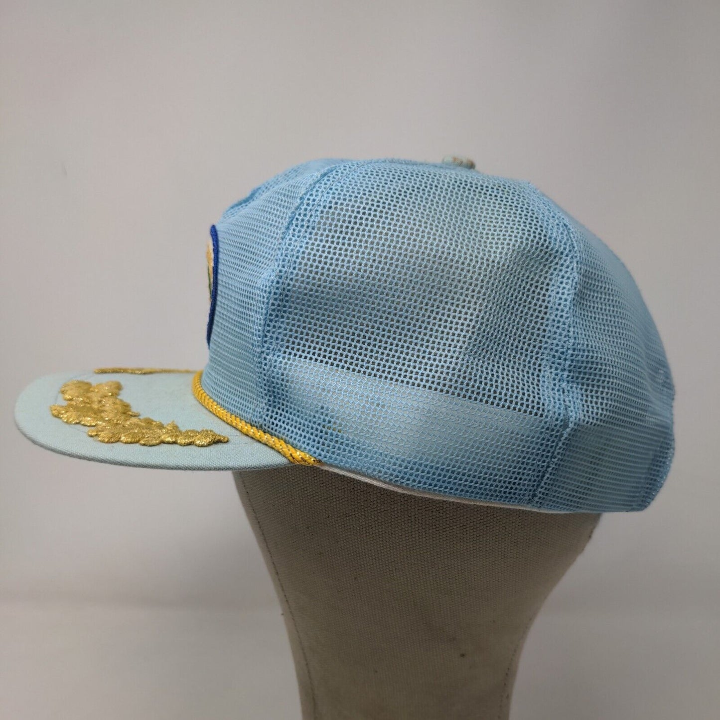 Derby Cap Mens Mesh Back Trucker Hat Blue Scrambled Eggs Indiana Farmers Vintage