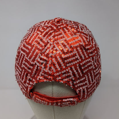 Unbranded Strapback Hat Red One Size Adjustable Bedazzled Sequin Polyester