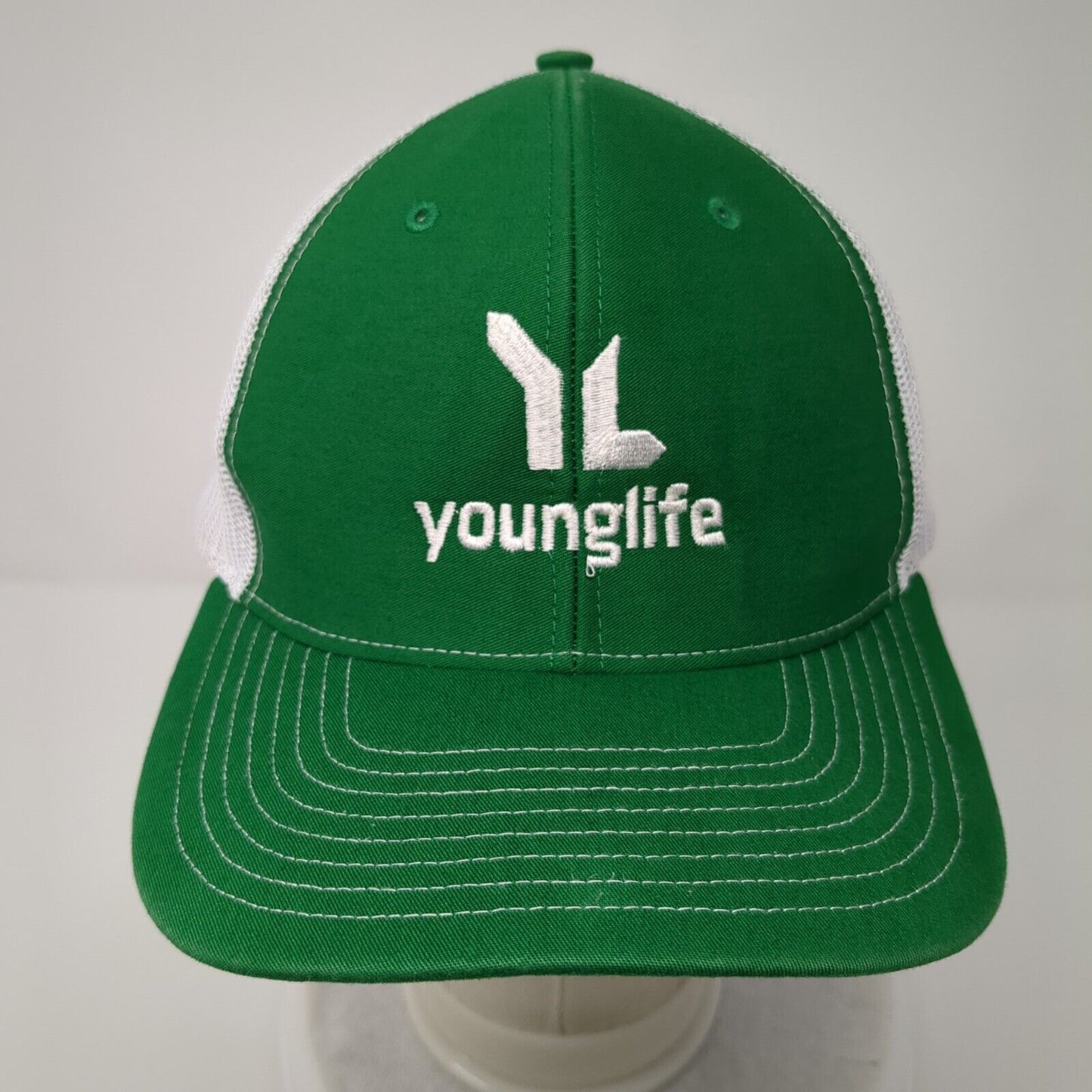 Younglife Snapback Trucker Hat Green OSFA Adjustable Mesh Back Richardson