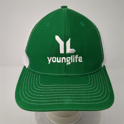 Younglife Snapback Trucker Hat Green OSFA Adjustable Mesh Back Richardson