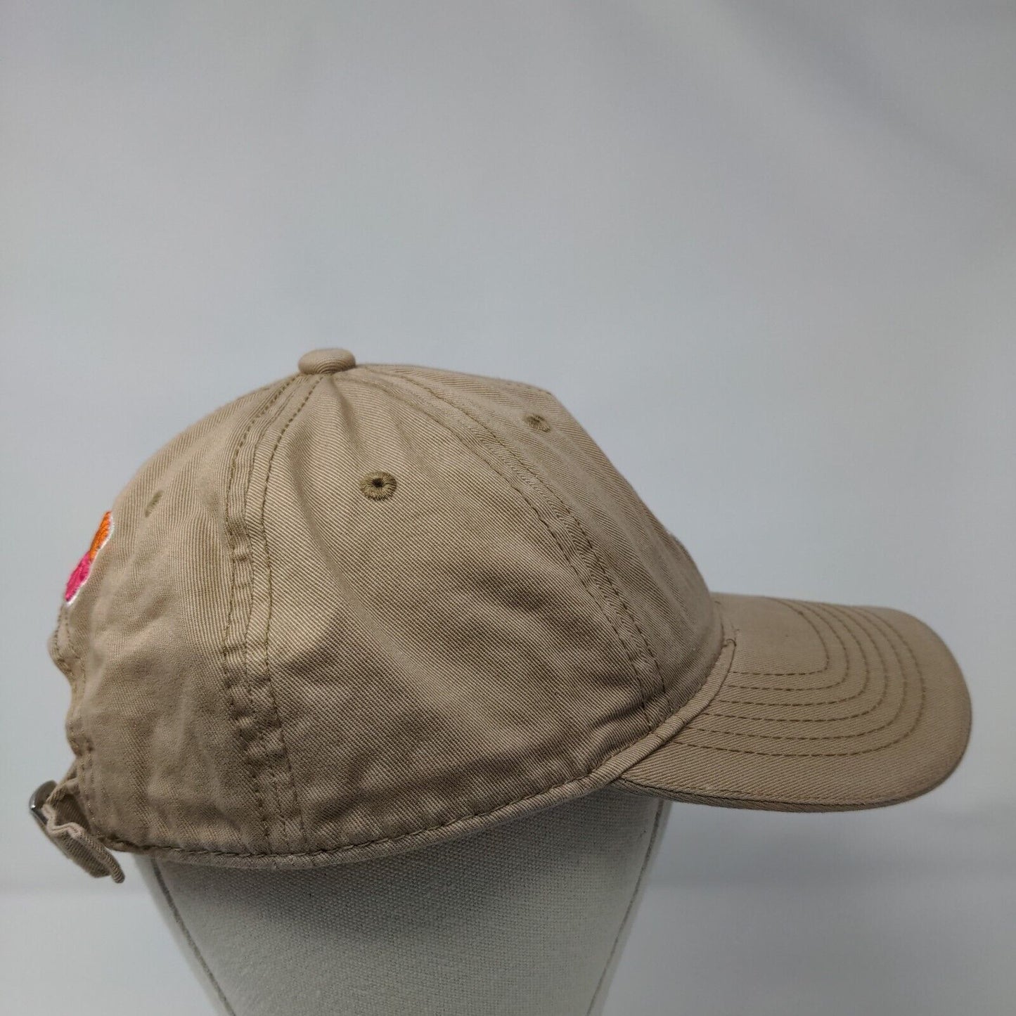 Dunkin' Donuts Slideback Hat Tan OSFA Adjustable Embroidered 6 Panel