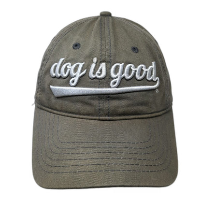 Dog is Good Baseball Cap Green One Size Embroidered Script Logo Strapback Hat