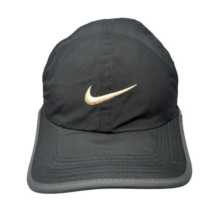 Nike Dri-Fit Strapback Hat Black One Size Adjustable Embroidered Swoosh Logo
