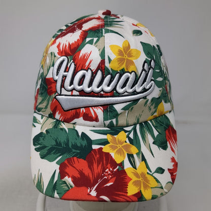 Island Sense Baseball Cap White One Size Hawaii Floral Tropical Hibiscus hat
