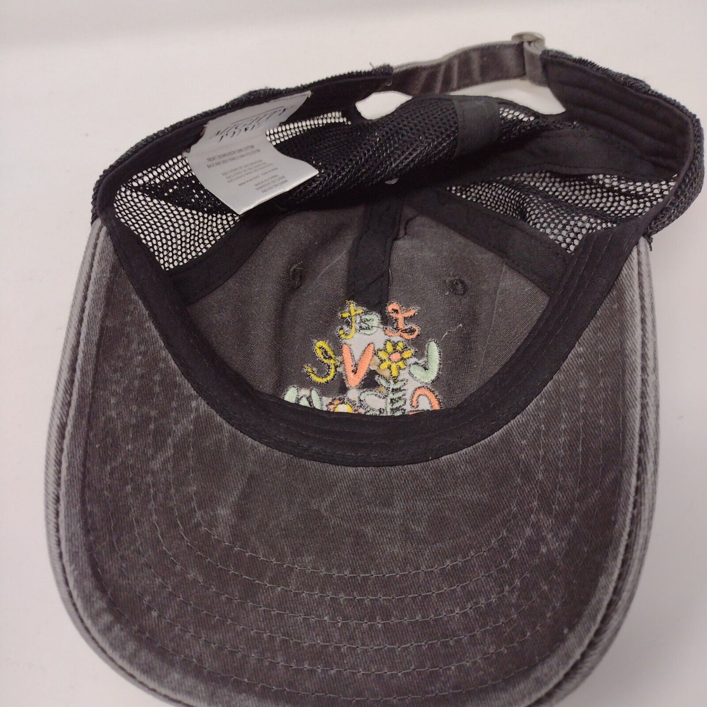 Let Love Grow Slideback Mesh Back Trucker Hat Gray OSFA Mighty Fine
