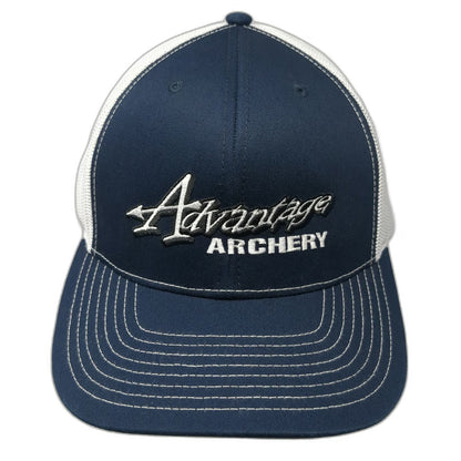 Richardson Trucker Hat Blue White One Size Advantage Archery Logo Mesh Snapback