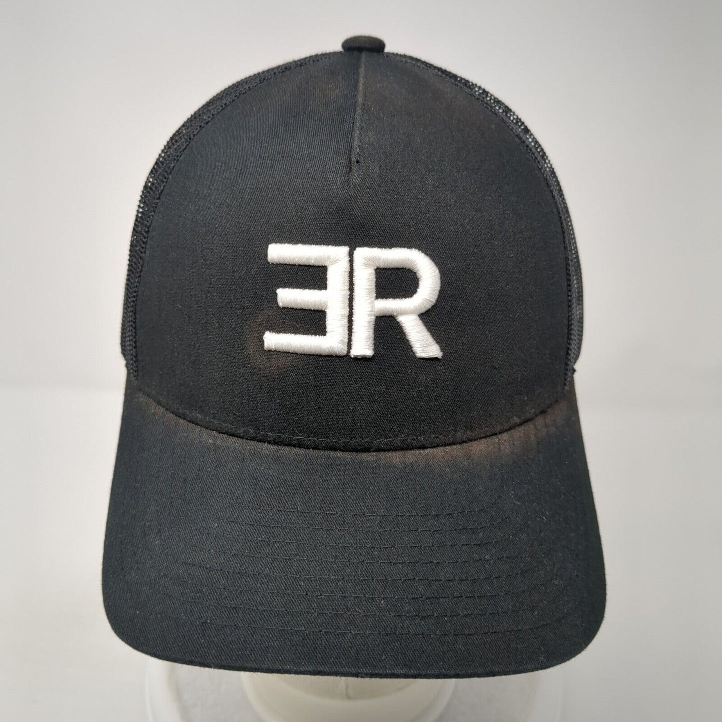 ER Snapback Trucker Hat Black One Size Adjustable Mesh Back Classics Yupoong