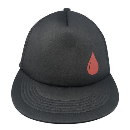 Blood Drop Logo Snapback Mesh Back Trucker Hat Black One Size Hit Wear