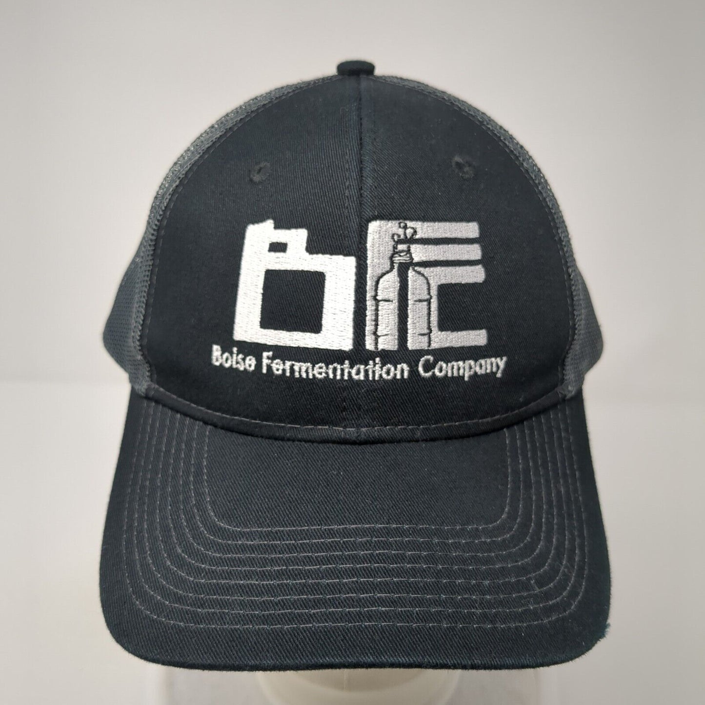 Boise Fermentation Company Snapback Trucker Hat Black One Size Mesh Back