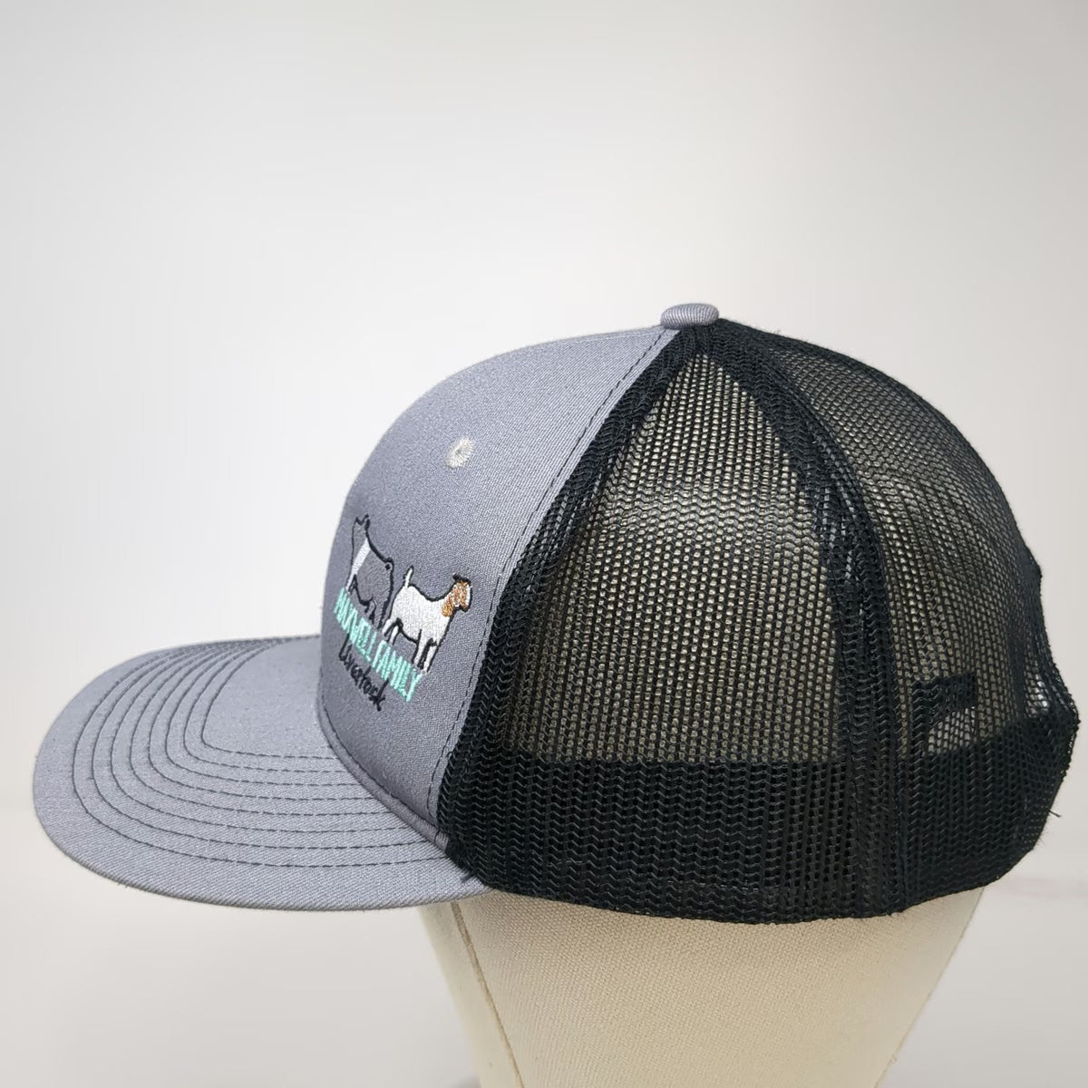Port Authority Trucker Hat Gray One Size Mesh Maxwell Family Livestock Pig Goat