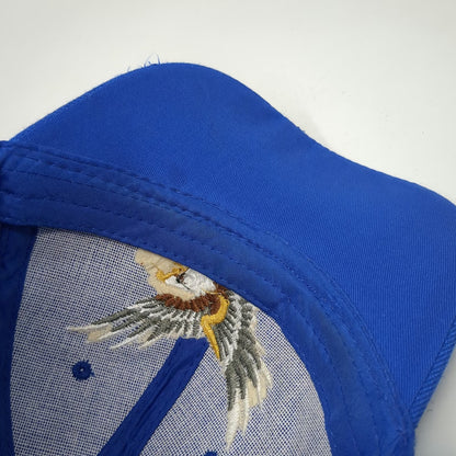 Baseball Cap Blue One Size Embroidered Eagle American Flag Strapback Acrylic Hat