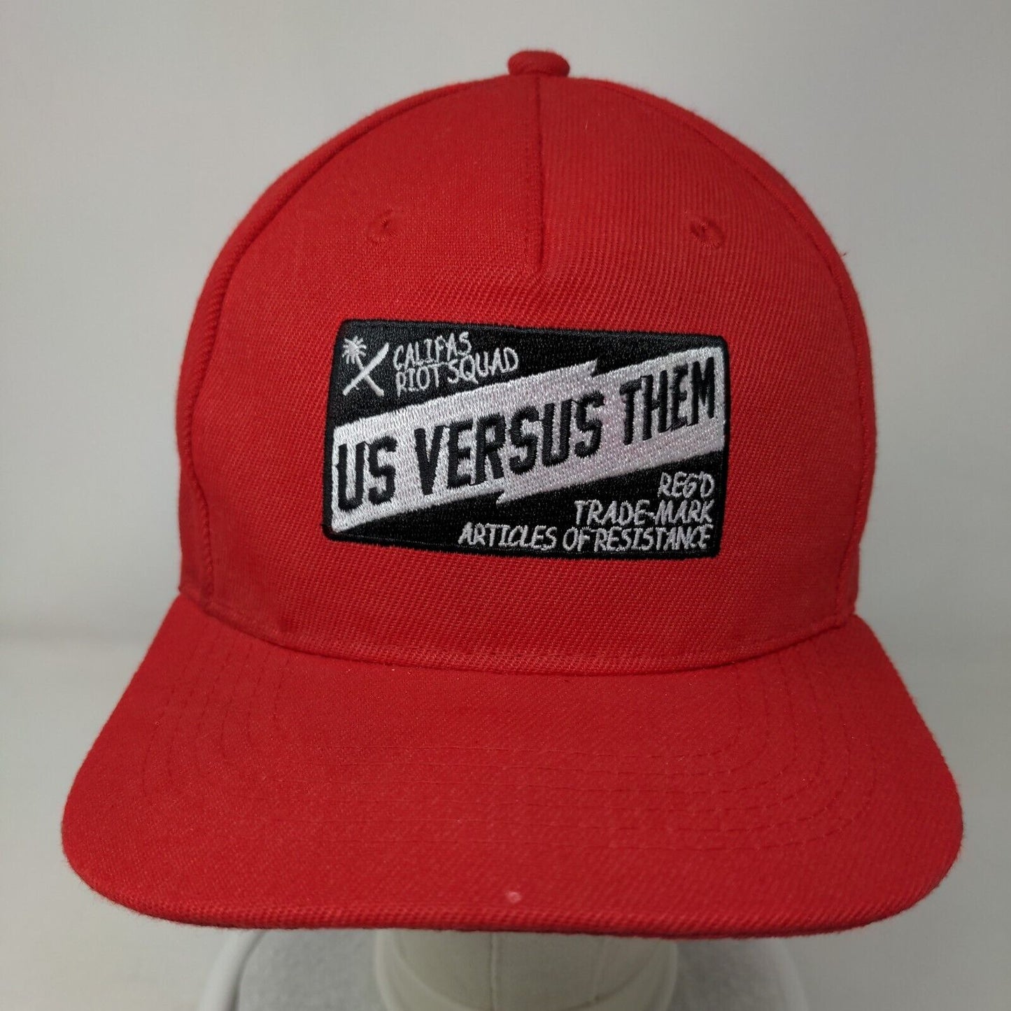Us Versus Them Snapback Hat Red OSFA Embroidered Califas Riot Squad
