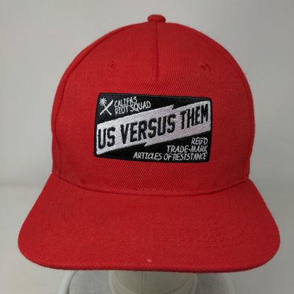 Us Versus Them Snapback Hat Red OSFA Embroidered Califas Riot Squad