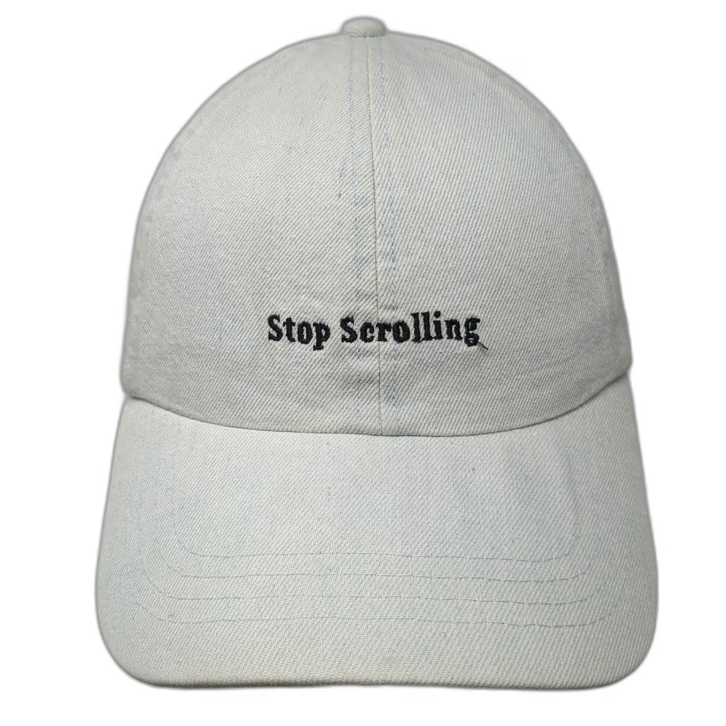 rubi Baseball Cap Blue One Size Stop Scrolling Embroidered Denim Adjustable Hat