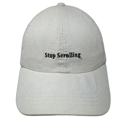 rubi Baseball Cap Blue One Size Stop Scrolling Embroidered Denim Adjustable Hat