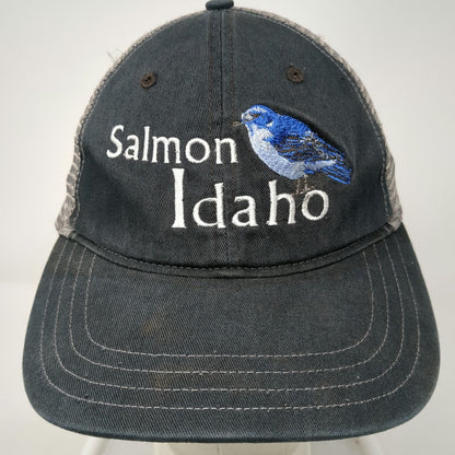 Richardson Trucker Hat Black L Salmon Idaho Embroidered Blue Bird Mesh
