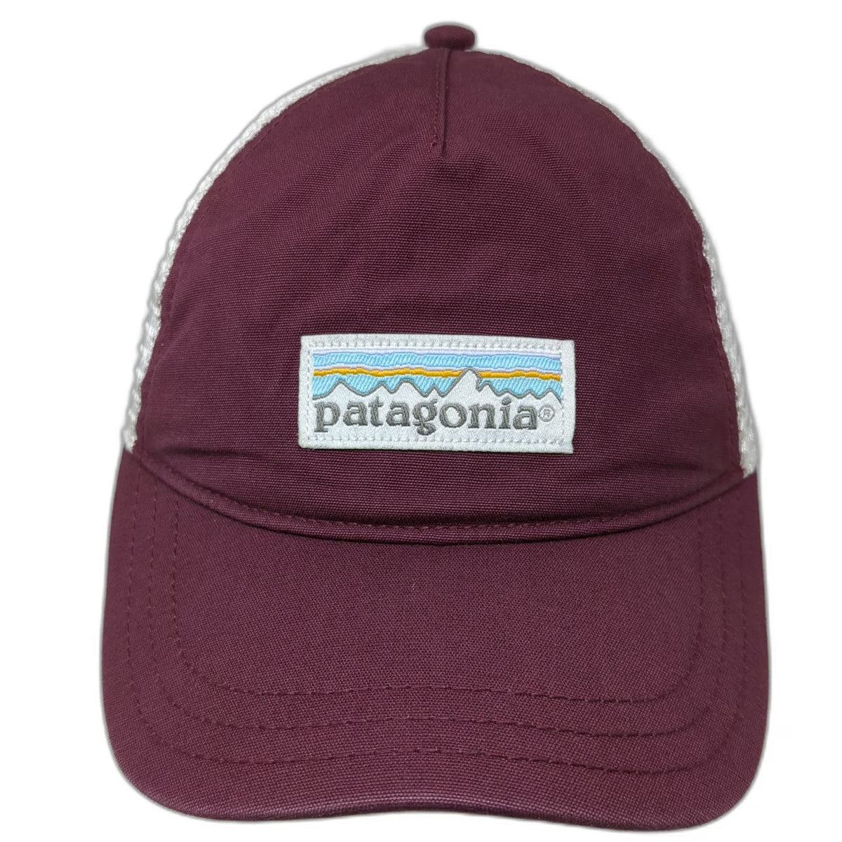 Patagonia Trucker Hat Red One Size Mesh Back Snapback Mountain Logo Adjustable