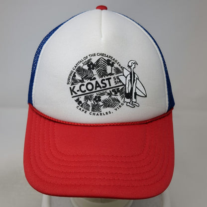 Otto Trucker Hat White Blue Red One Size K-Coast Surf Shop Cape Charles VA Rope