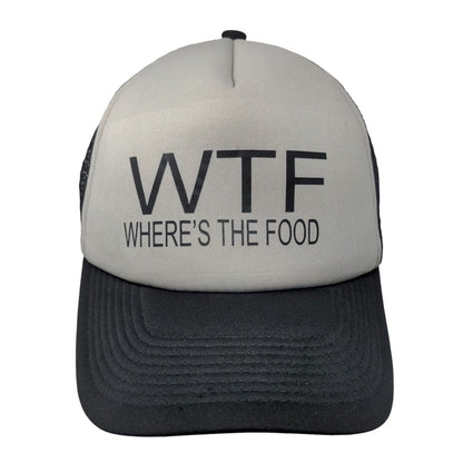 WTF Where's The Food Snapback Trucker Hat Black OSFM Adjustable Mesh Back Decky