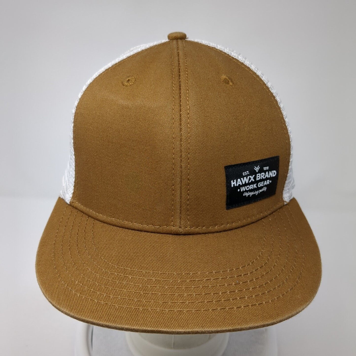 Hawx Brand Work Gear Snapback Mesh Back Trucker Hat Brown One Size