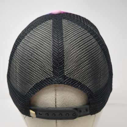 Roxy Trucker Hat Blue One Size Striped Brim Palm Tree Sunset Beach Surf Snapback