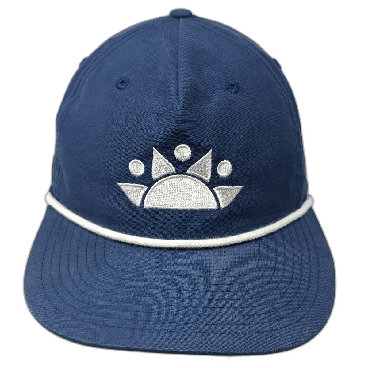 Richardson 5 Panel Hat Blue One Size Rope Snapback Embroidered Logo Cotton