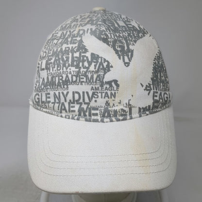 American Eagle 5 Panel White M All Over Print Typography Since 77 Graphic Hat