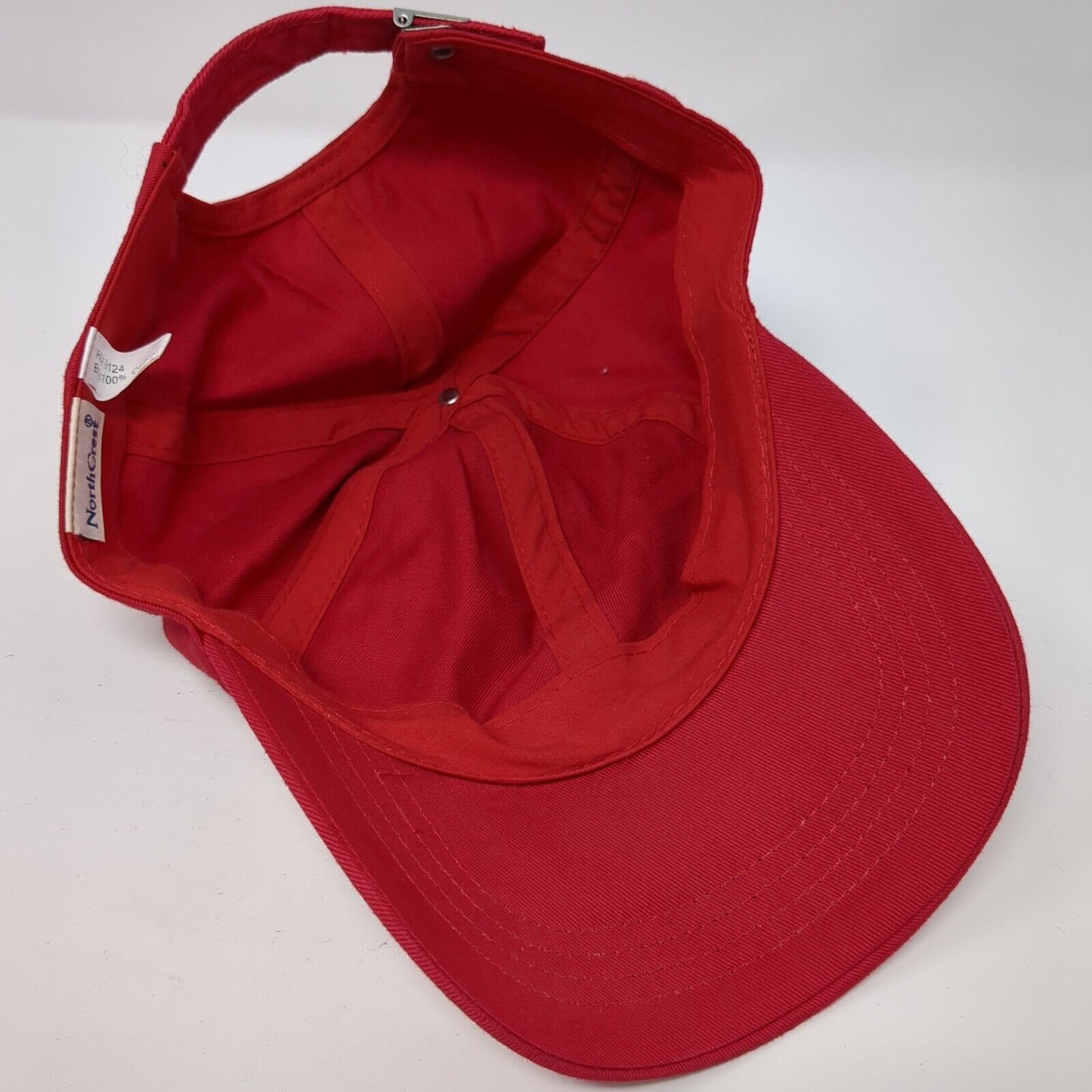 North Crest Slideback Hat Red One Size Adjustable Vented Holes 6 Panel Blank