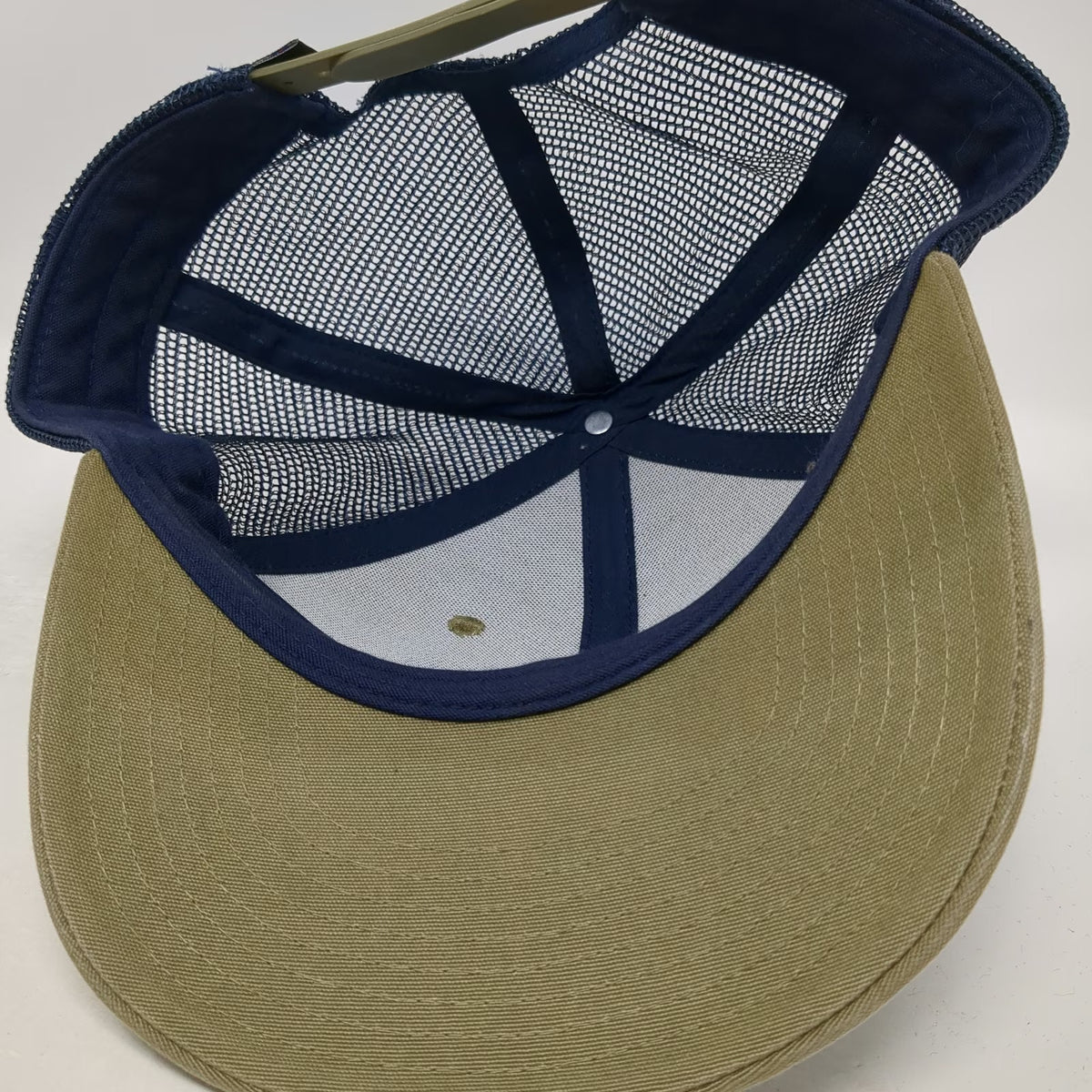 Patagonia Trucker Hat Beige Blue One Size Mesh Back Snapback Mountain Logo