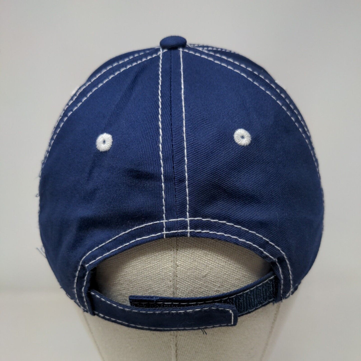 Unbranded Strapback Hat Blue OSFM Adjustable Vented Holes 6 Panel Blank