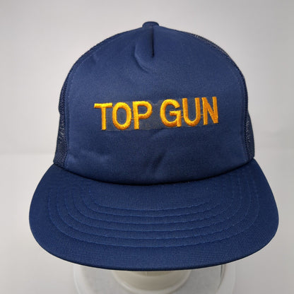 Top Gun Snapback Trucker Hat Blue One Size Adjustable Embroidered Mesh Back