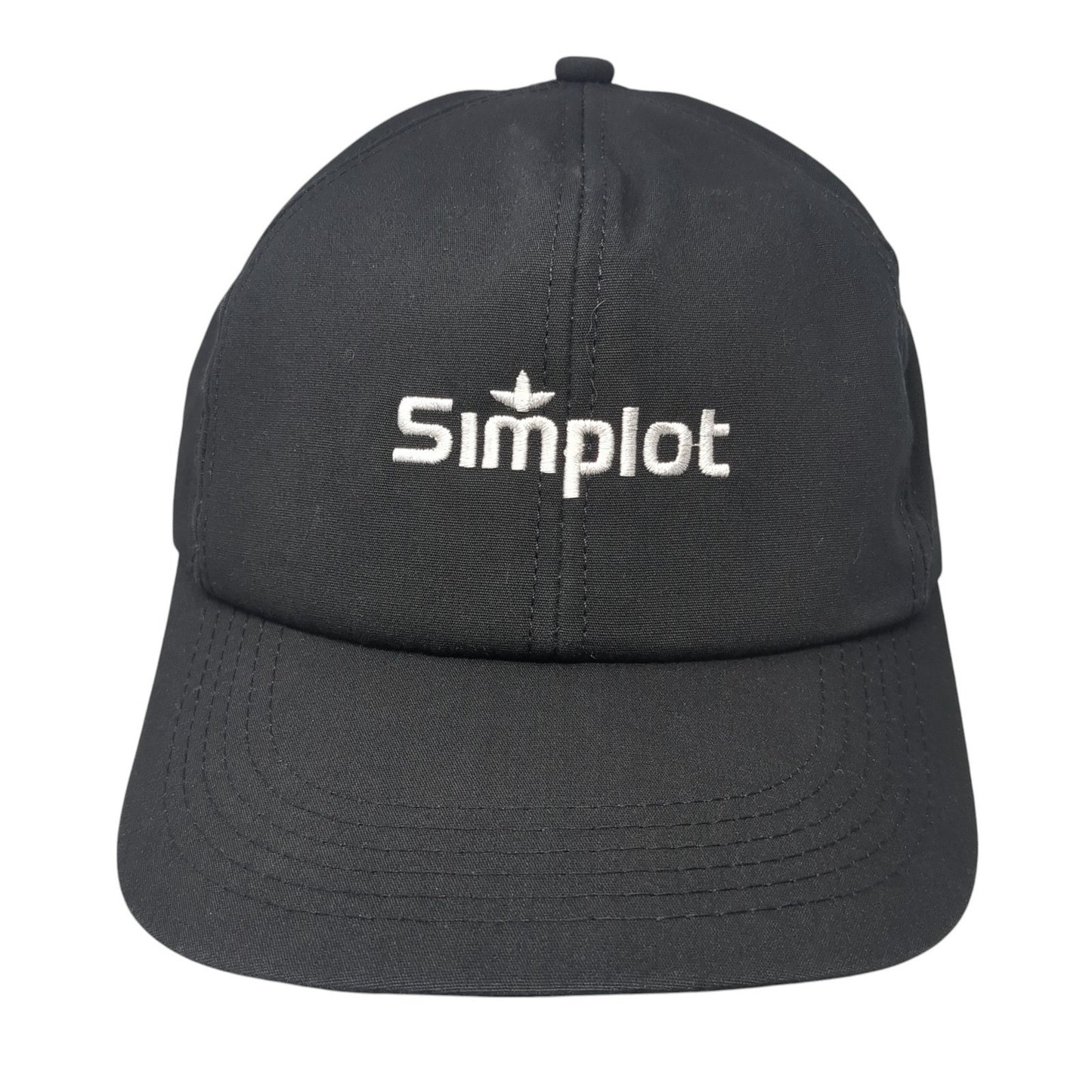 Simplot Snapback Hat Black One Size Adjustable Embroidered Solid 6 Panel