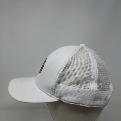 SJC Snapback Trucker Hat White One Size Patch Logo Mesh Back 6 Panel Pukka