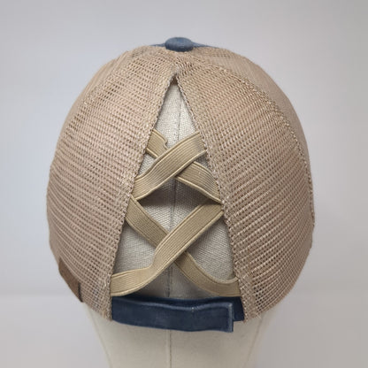 C.C Ponytail Trucker Hat Multicolor One Size Adjustable Distressed Mesh Back