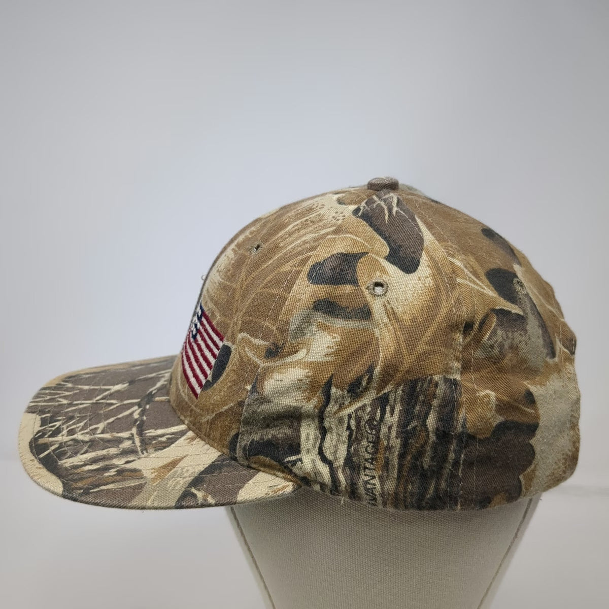 Mercury American Baseball Cap Brown Camo One Size USA Flag Made in USA Hat
