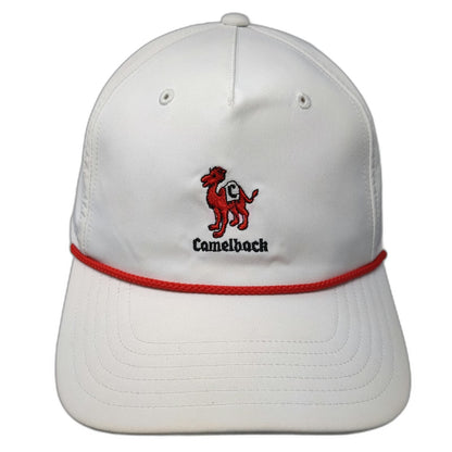 Adidas 5 Panel White Camelback Golf Club Red Rope Snapback Hat Golfing Vintage