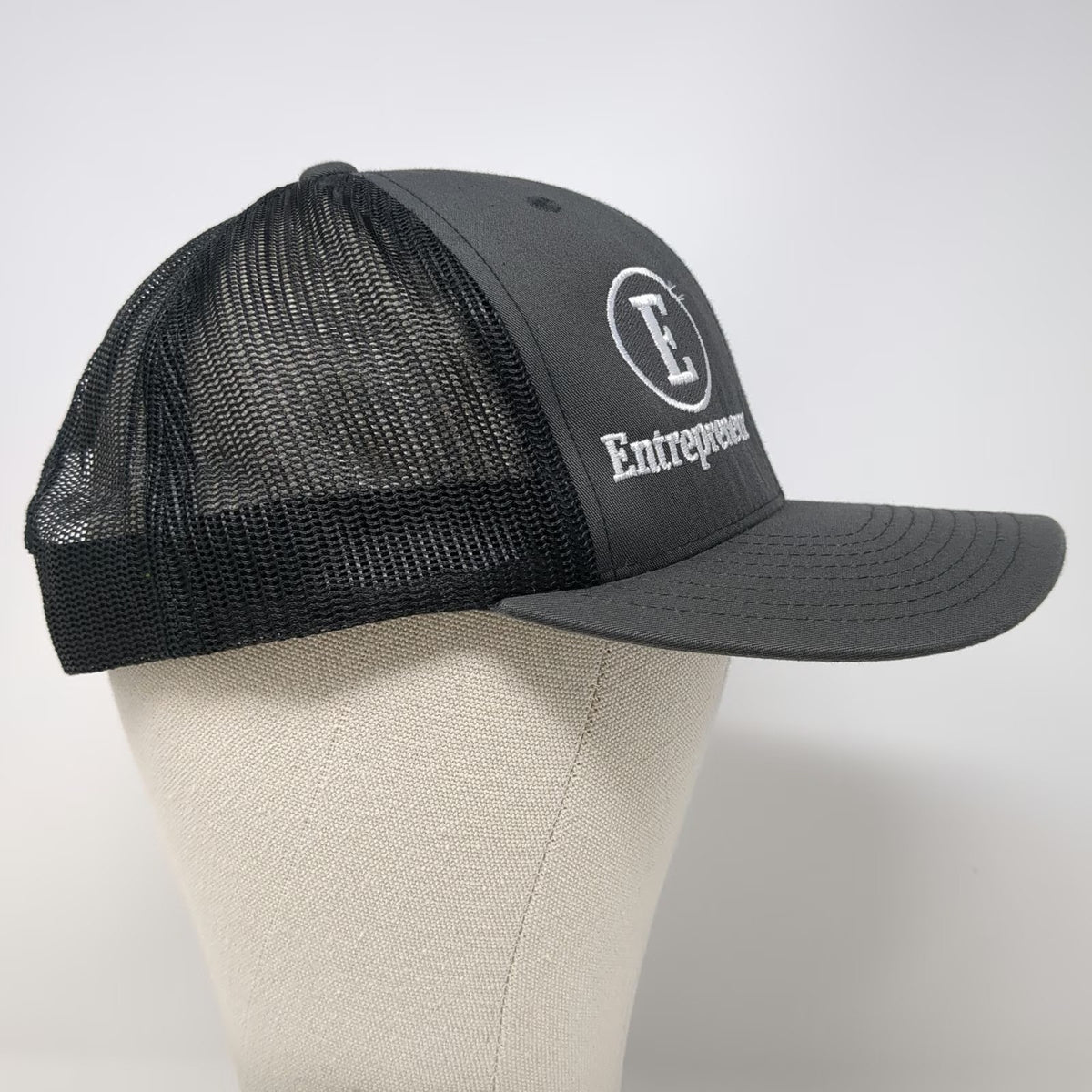 Yupoong Trucker Hat Gray One Size Entrepreneur Logo Embroidered Mesh Snapback