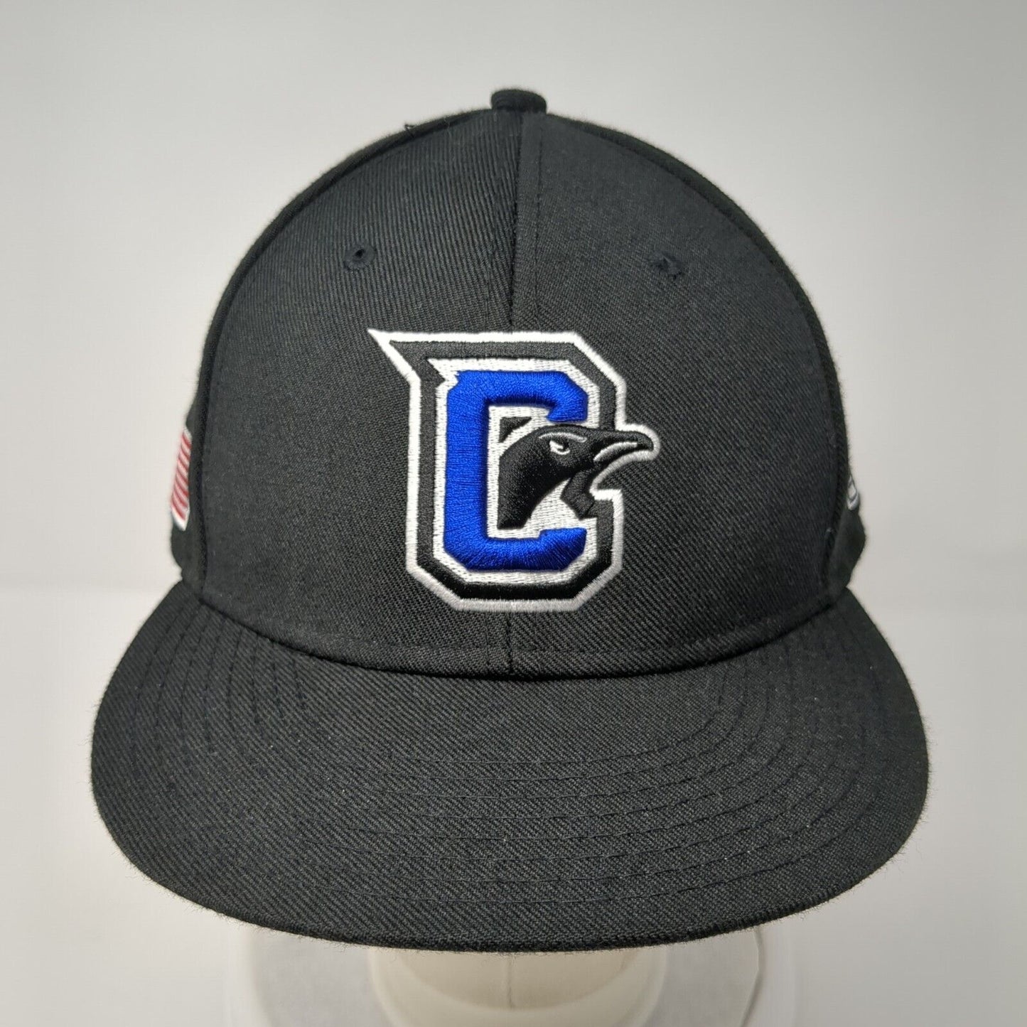 The Game Pro Fitted Hat Black 7 3/6 Embroidered Logo American Flag