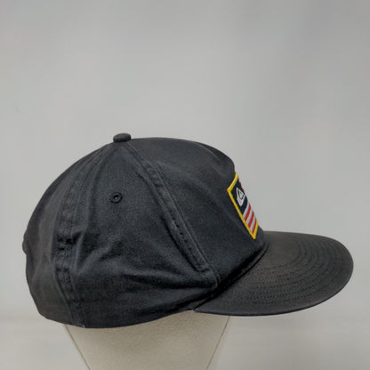 Quiksilver Flag Patch Snapback Hat Black OSFM Adjustable Vent Holes