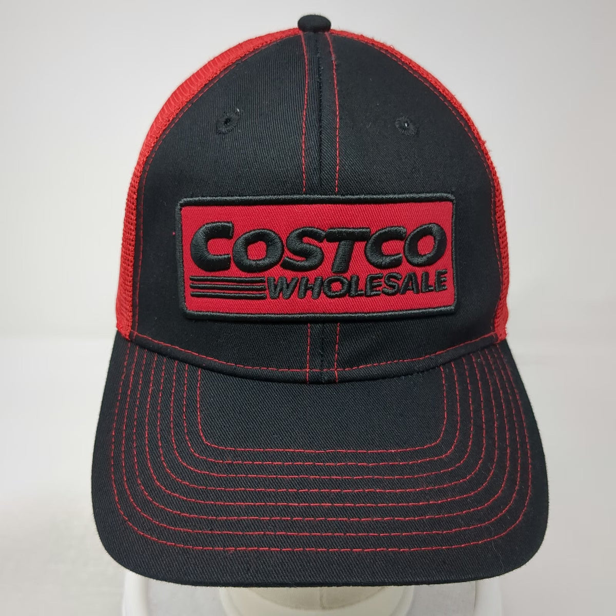 Bamko Costco Wholesale Trucker Hat Black Red One Size Mesh Snapback Stitch