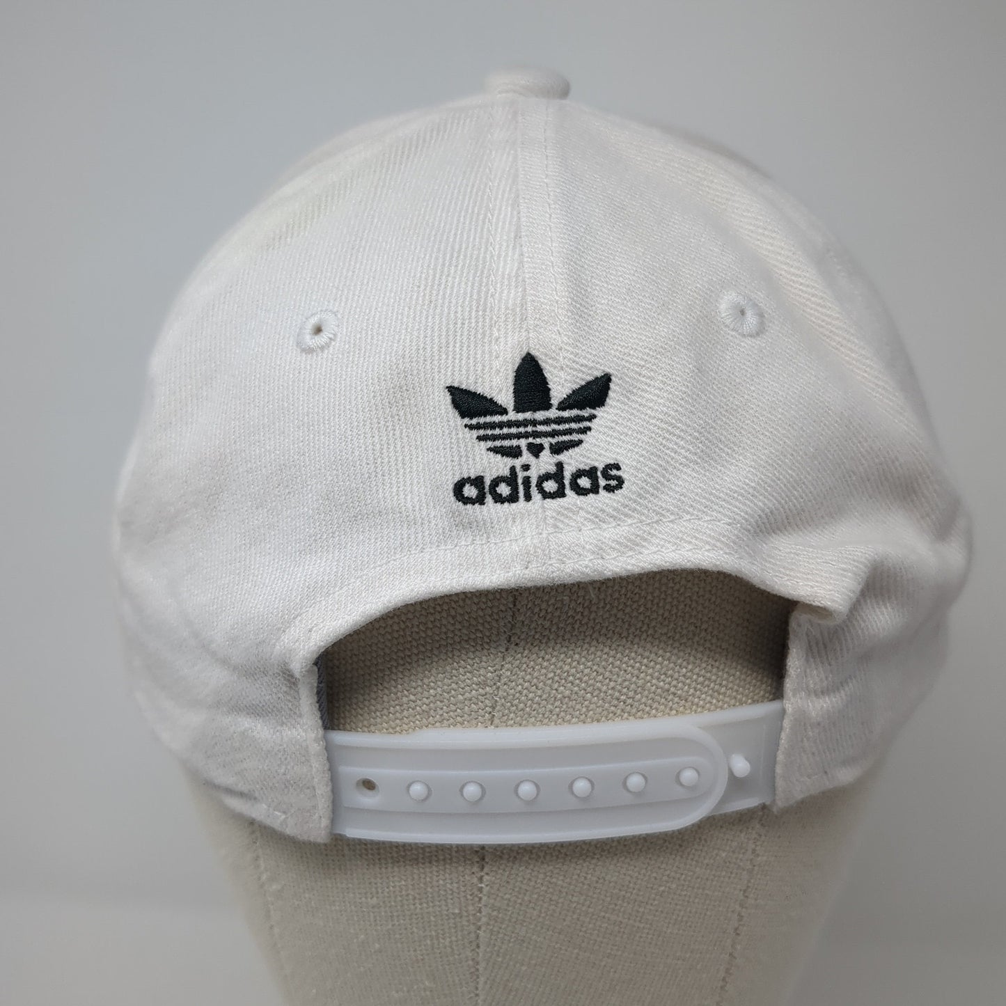 Adidas Snapback Hat White One Size Adjustable Embroidered Trefoil 6 Panel