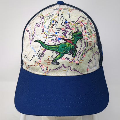 Boco Gear Trucker Hat Blue One Size Map Dinosaur T-Rex Boise Idaho Running Mesh