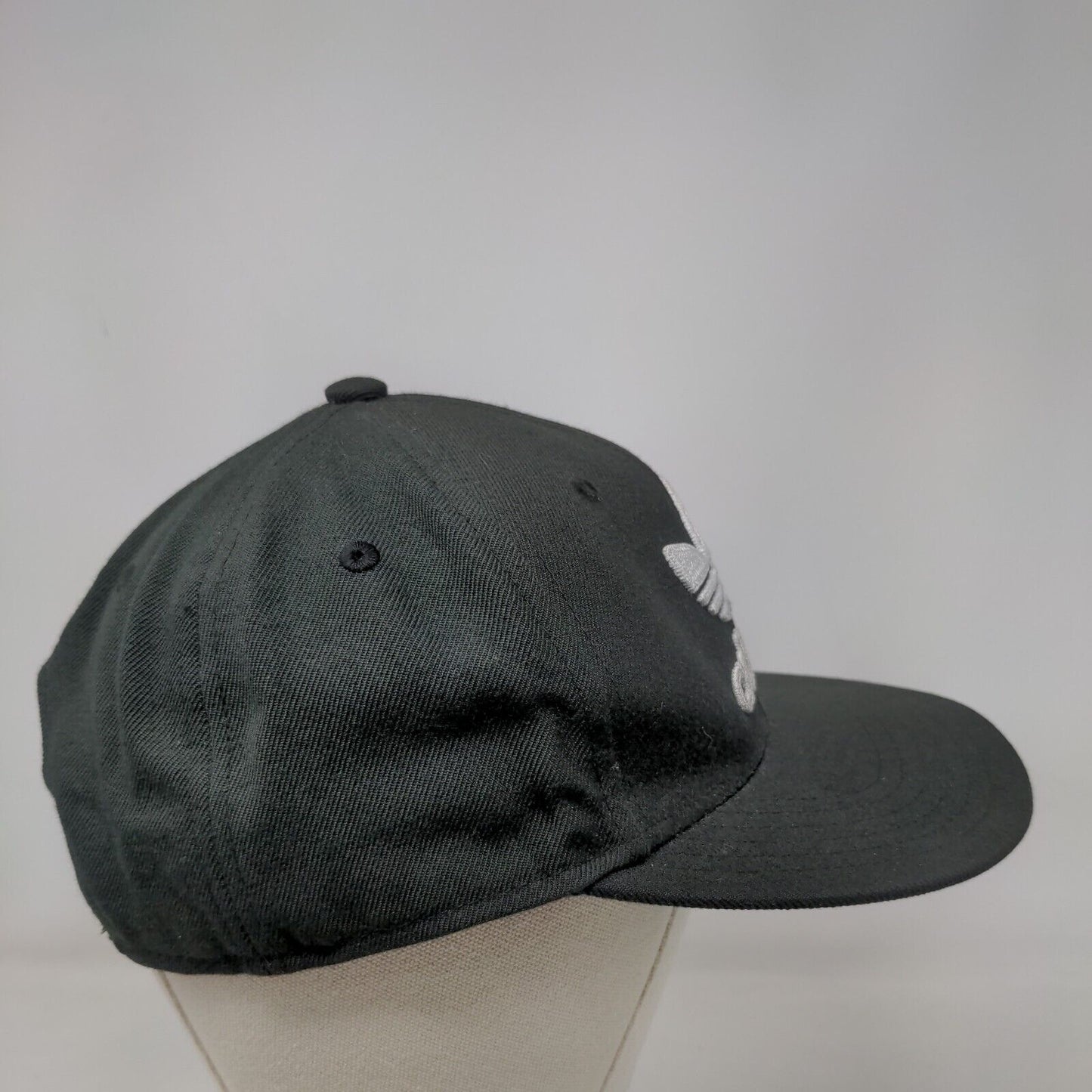 Adidas Snapback Hat Black OSFM Adjustable Embroidered Trefoil 6 Panel