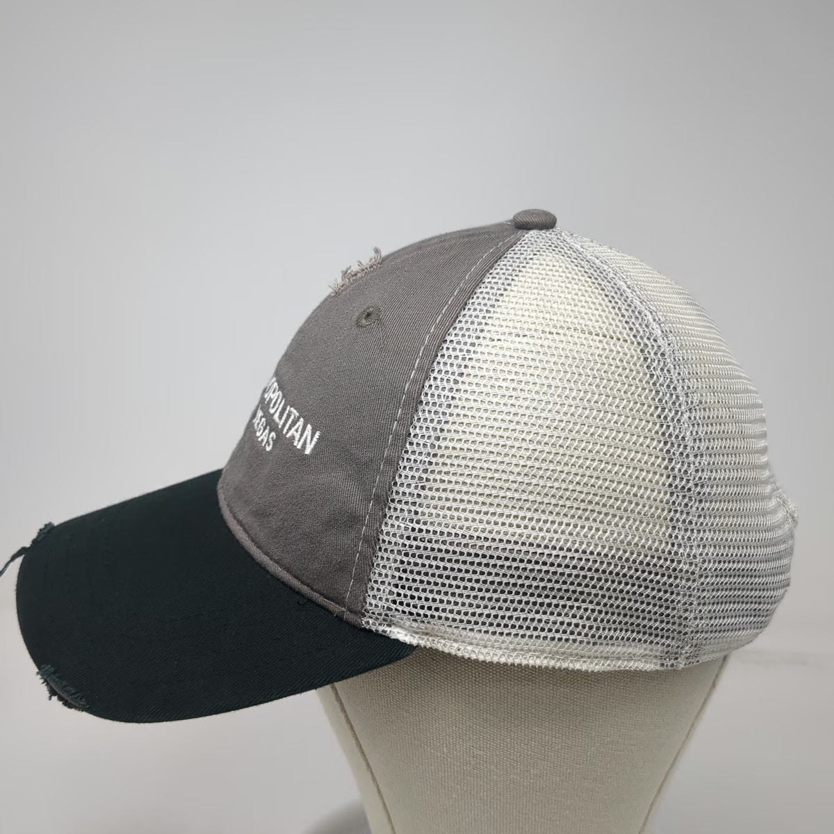 Cosmopolitan of Las Vegas Trucker Hat Gray Black White One Size Mesh Snapback