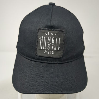 Trucker Hat Black One Size Stay Humble Hustle Hard Patch Snapback Mesh Back Hat